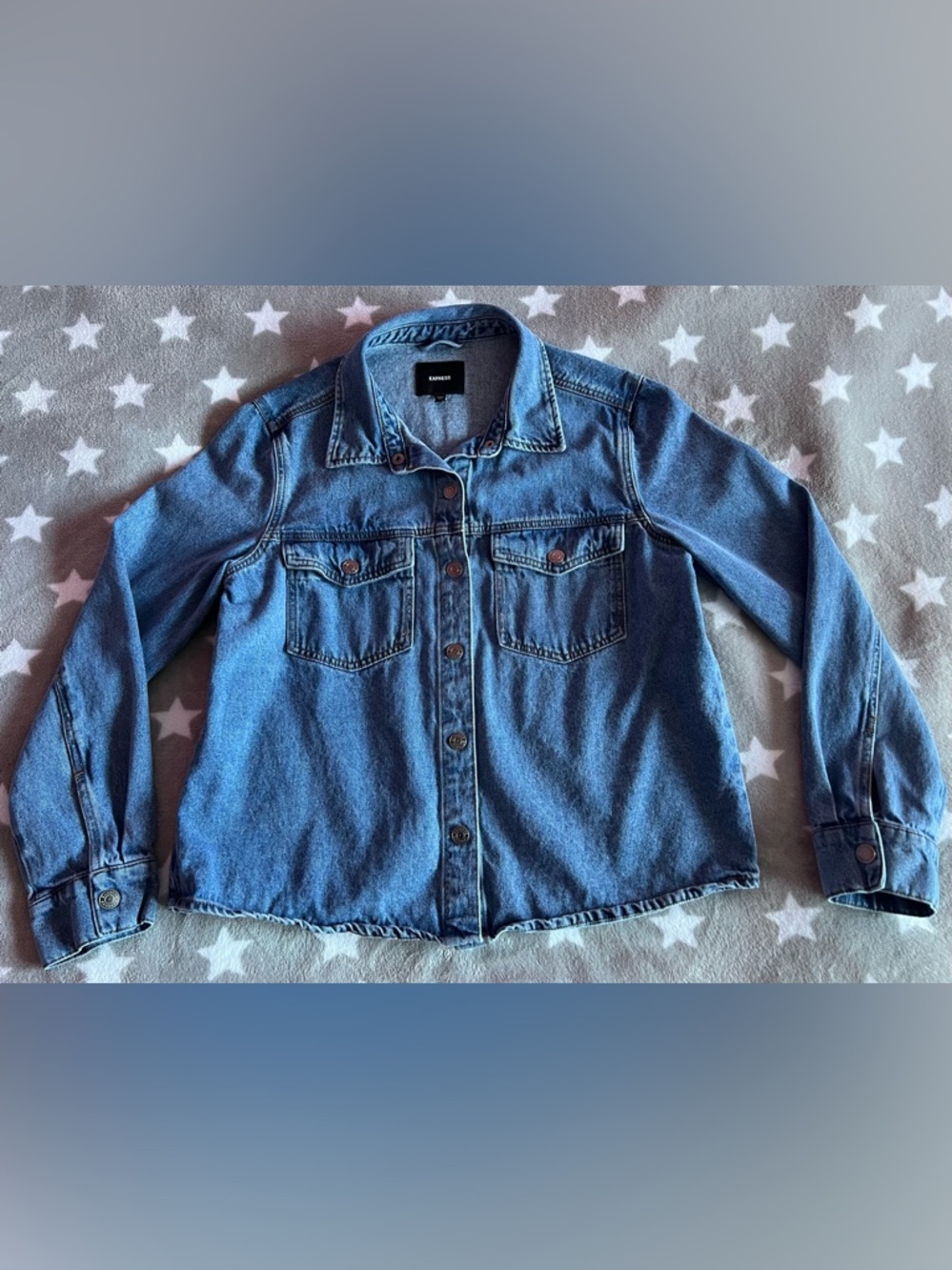 Express Light Blue Denim Shirt Jacket
